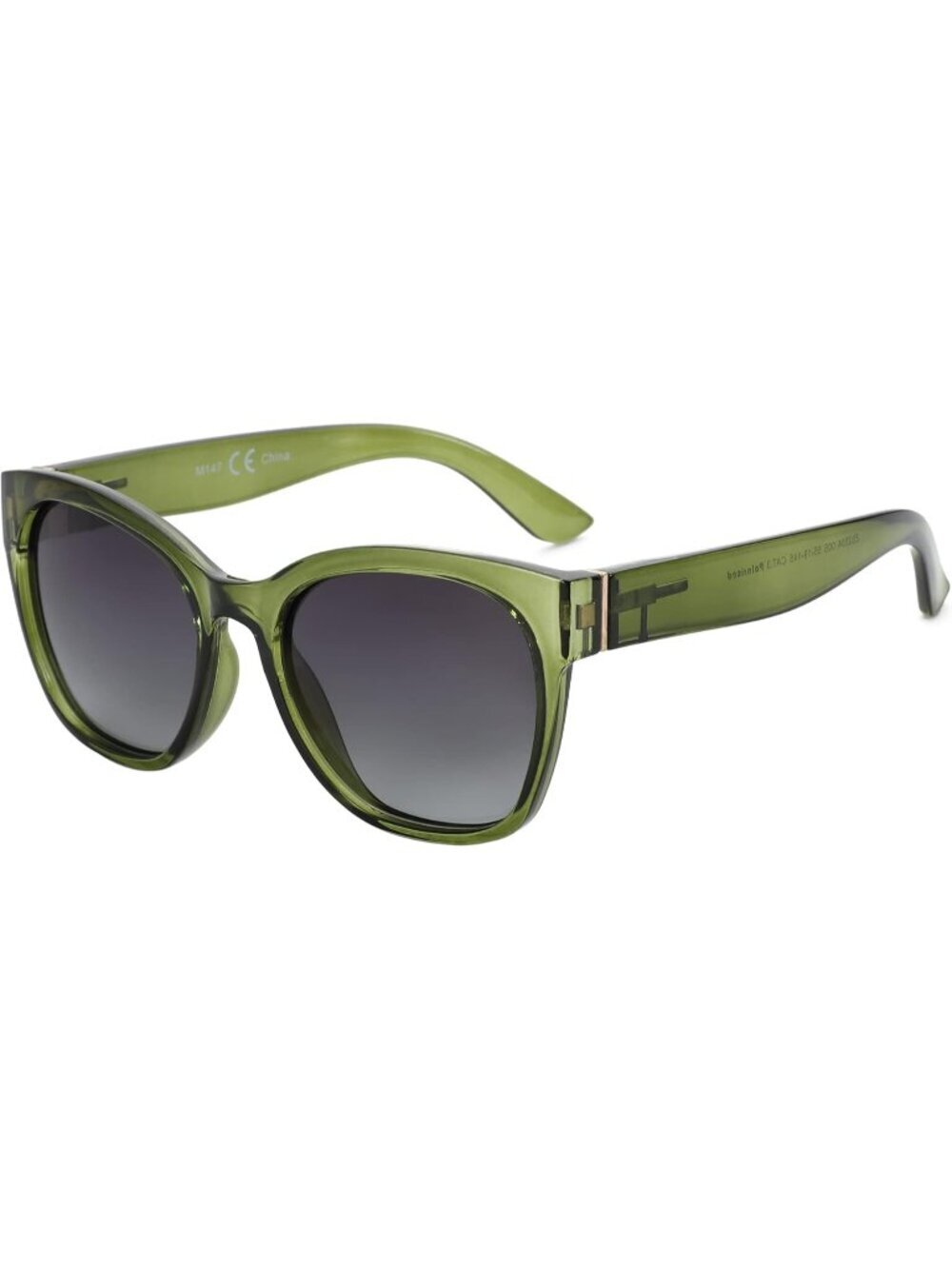 Women's Green Grey Oversized Cateye Polarized Sunglasses UV400 Protection Retro